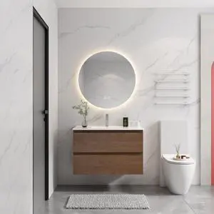 36" Wall-Mounted Bathroom Vanity With Ceramic Sink, 2-Soft Close Drawers, KD-Package 36" Wall-Mounted Bathroom Vanity With Ceramic Sink, 2-Soft Close Drawers, KD-Package