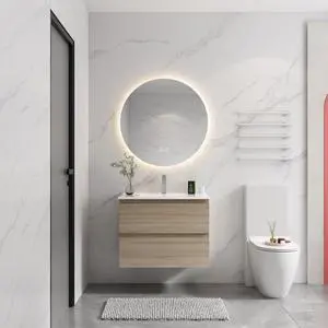 24" Wall-Mounted Bathroom Vanity With Ceramic Sink, 2-Soft Close Drawers, KD-Package 24" Wall-Mounted Bathroom Vanity With Ceramic Sink, 2-Soft Close Drawers, KD-Package