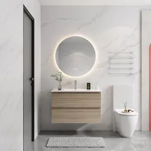36" Wall-Mounted Bathroom Vanity With Ceramic Sink, 2-Soft Close Drawers, KD-Package 36" Wall-Mounted Bathroom Vanity With Ceramic Sink, 2-Soft Close Drawers, KD-Package