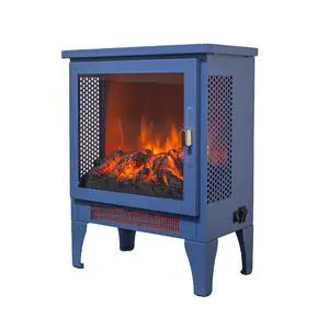 18 Inch Freestanding Electric Fireplace Stove Heater With 3D Flame Effect,Classic Blue 18 Inch Freestanding Electric Fireplace Stove Heater With 3D Flame Effect,Classic Blue