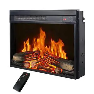 23 Inch Electric Fireplace Insert, Ultra Thin Heater With Log Set & Realistic Flame, Remote Control With Timer, Overheating Protection 23 Inch Electric Fireplace Insert, Ultra Thin Heater With Log Set & Realistic Flame, Remote Control With Timer, Overheating Protection