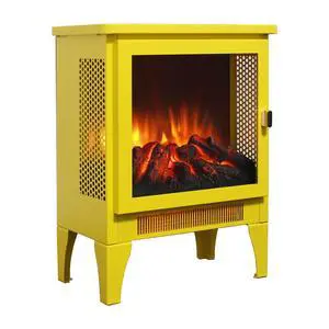 18 Inch Freestanding Electric Fireplace Stove Heater With 3D Flame Effect,Lemon Yellow 18 Inch Freestanding Electric Fireplace Stove Heater With 3D Flame Effect,Lemon Yellow