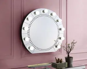 Farai Glam Mirrored & Faux Crystal Diamonds Wall Décor Mirror Farai Glam Mirrored & Faux Crystal Diamonds Wall Décor Mirror