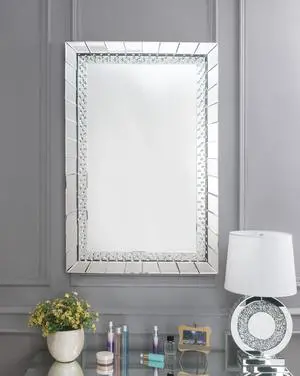 Nysa Mirrored & Faux Crystals Accent Mirror Nysa Mirrored & Faux Crystals Accent Mirror