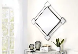 Asbury Mirrored & Chrome Finish Accent Mirror (Assembled) Asbury Mirrored & Chrome Finish Accent Mirror (Assembled)