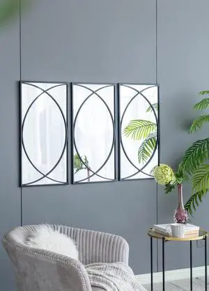 32'' Rectangular Wall Mirrors with Black Frame, Home Decor for Living Room Bedroom Entryway 32'' Rectangular Wall Mirrors with Black Frame, Home Decor for Living Room Bedroom Entryway