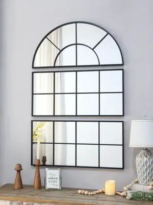 30" x 45" Large Arched Wall Mirror with Three Separate Sections 30" x 45" Large Arched Wall Mirror with Three Separate Sections