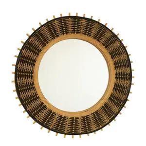 23'' Echo Mirror, Bamboo Round Art Wall Mirror with Light Yellow and Black Hemp Ropes, Suitable for Bathroom, Bedroom, Living Room, Entryway, etc. 23'' Echo Mirror, Bamboo Round Art Wall Mirror with Light Yellow and Black Hemp Ropes, Suitable for Bathroom, Bedroom, Living Room, Entryway, etc.