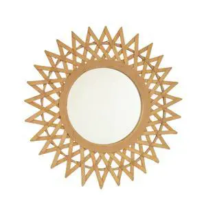 24'' Solana Mirror, Wall-mounted Bamboo Artistry Circle Mirror with Hemp, Irregular Shape, Suitable for Bathroom, Bedroom, Living Room, Entryway, etc. 24'' Solana Mirror, Wall-mounted Bamboo Artistry Circle Mirror with Hemp, Irregular Shape, Suitable for Bathroom, Bedroom, Living Room, Entryway, etc.