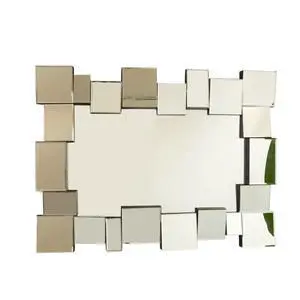 30'' Reage Mirror, Wall-mounted Geometric Square-spliced PU Art Decorative Mirror, Suitable for Bathroom, Bedroom, Living Room, Corridor, Entryway, etc. 30'' Reage Mirror, Wall-mounted Geometric Square-spliced PU Art Decorative Mirror, Suitable for Bathroom, Bedroom, Living Room, Corridor, Entryway, etc.