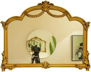 35'' VITI Mirror, Baroque Revival Style PU Mirror with An Ornate Golden Frame, Suitable for Bathroom, Bedroom, Living Room, Corridor, Entryway, etc. 35'' VITI Mirror, Baroque Revival Style PU Mirror with An Ornate Golden Frame, Suitable for Bathroom, Bedroom, Living Room, Corridor, Entryway, etc.