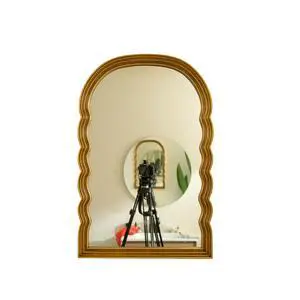24'' Lumina Mirror, Golden Scalloped Sides Retro-style Arched PU Decorative Mirror, Three Color Temperatures are Available, Suitable for Bathroom, Bedroom, Living Room, Corridor, Entryway, etc. 24'' Lumina Mirror, Golden Scalloped Sides Retro-style Arched PU Decorative Mirror, Three Color Temperatures are Available, Suitable for Bathroom, Bedroom, Living Room, Corridor, Entryway, etc.