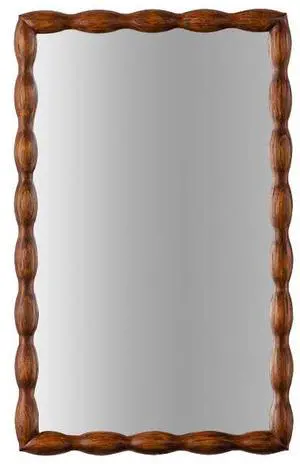 36.02" Mid-Century Modern Swirl Wood Frame Mirror - Solid Wood & MDF Wall-Mounted Full-Length Mirror, Brown Decorative Mirror for Bedroom/Living Room 36.02" Mid-Century Modern Swirl Wood Frame Mirror - Solid Wood & MDF Wall-Mounted Full-Length Mirror, Brown Decorative Mirror for Bedroom/Living Room