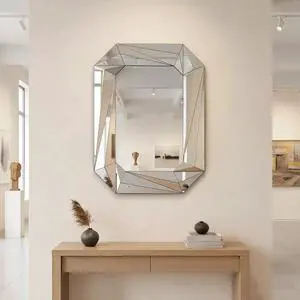 Diamond Shaped Large Wall Mirror for Decor Elegant Living Room, Modern Beveled Edge Frameless Accent Mirror for Entryway, Dining Room, Bathroom Diamond Shaped Large Wall Mirror for Decor Elegant Living Room, Modern Beveled Edge Frameless Accent Mirror for Entryway, Dining Room, Bathroom