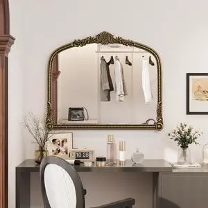 36.61" Wide Arch Vintage Relief Mirror Wall Hanging Elegant Decorative Mirror for Home Decor Retro Beautiful Design,Perfect for Living Room Bedroom and Hallway,Vintage gold 36.61" Wide Arch Vintage Relief Mirror Wall Hanging Elegant Decorative Mirror for Home Decor Retro Beautiful Design,Perfect for Living Room Bedroom and Hallway,Vintage gold