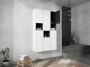 12" Bathroom Side Cabinet,6-Soft Close Doors,Float Mounting Design,0112WH*3-0212WH-K*3(KD-Packing) 12" Bathroom Side Cabinet,6-Soft Close Doors,Float Mounting Design,0112WH*3-0212WH-K*3(KD-Packing)