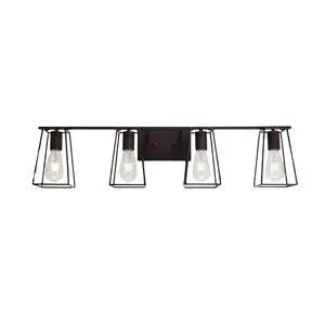 4-Light Oil Rubbed Bronze Vanity Lights for Bathroom, industrial Vintage Wall Sconce Lighting with Open Metal Cage 4-Light Oil Rubbed Bronze Vanity Lights for Bathroom, industrial Vintage Wall Sconce Lighting with Open Metal Cage