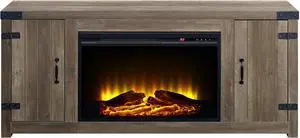 Tobias Rustic Oak Finish Fireplace With 2 Door Storage Tobias Rustic Oak Finish Fireplace With 2 Door Storage