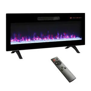 36 Inch Recessed Ultra Thin Tempered Glass Front Wall Mounted Electric Fireplace With Remote And Multi Color Flame & Emberbed, Led Light Heater 36 Inch Recessed Ultra Thin Tempered Glass Front Wall Mounted Electric Fireplace With Remote And Multi Color Flame & Emberbed, Led Light Heater