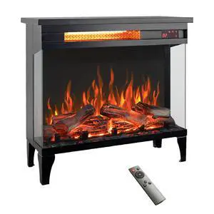 24 Inch Three Sided Glass Electric Fireplace With Feet 24 Inch Three Sided Glass Electric Fireplace With Feet