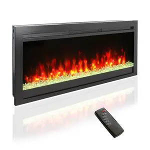 44 Inch In Wall Recessed Electric Fireplace With Remote And Multi Color Flame & Emberbed, Led Light Heater 44 Inch In Wall Recessed Electric Fireplace With Remote And Multi Color Flame & Emberbed, Led Light Heater
