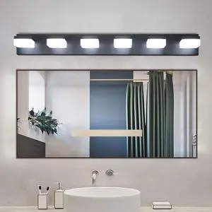 Modern 6-Light Black Led Vanity Mirror Light Fixture for Bathrooms and Makeup Tables Modern 6-Light Black Led Vanity Mirror Light Fixture for Bathrooms and Makeup Tables