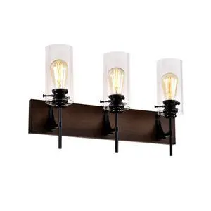 3-Light Matte Black + Wood Color Bathroom Light Fixtures, Modern Vanity Lights with Glass Shade, Vintage Light Fixture Bathroom Over Mirror Wall Lights for Kitchen Dinning Room Bedroom Hallway 3-Light Matte Black + Wood Color Bathroom Light Fixtures, Modern Vanity Lights with Glass Shade, Vintage Light Fixture Bathroom Over Mirror Wall Lights for Kitchen Dinning Room Bedroom Hallway