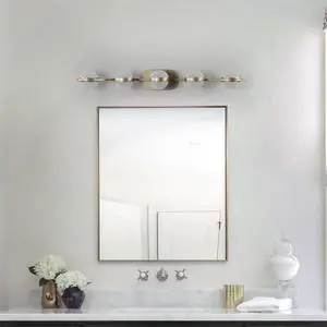 Bathroom Vanity Light, Led 5 Bulb Crystal Sand Acrylic Shades, Wall Mounted Decorative Lighting Fixture, Suitable for Bathroom Vanity Mirror (Champagne Gold) Bathroom Vanity Light, Led 5 Bulb Crystal Sand Acrylic Shades, Wall Mounted Decorative Lighting Fixture, Suitable for Bathroom Vanity Mirror (Champagne Gold)