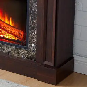 Electric Fireplace With Mantel, Fireplace Mantel, Fireplace Heater Freestanding, Realistic Stacked Stone Surround With Remote Control Timer Led Flame, Cherry, 45.66"W*11.8"D*40"H Electric Fireplace With Mantel, Fireplace Mantel, Fireplace Heater Freestanding, Realistic Stacked Stone Surround With Remote Control Timer Led Flame, Cherry, 45.66"W*11.8"D*40"H