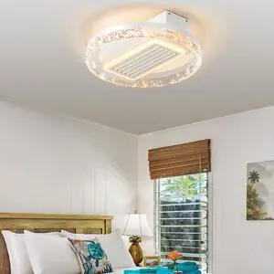20" Led Bladeless Ceiling Fan Light with Remote Control Modern Flush Mount Ceiling Lamp with Air Circulation and Adjustable Brightness for Living Room, Dining Room, Or Bedroom 20" Led Bladeless Ceiling Fan Light with Remote Control Modern Flush Mount Ceiling Lamp with Air Circulation and Adjustable Brightness for Living Room, Dining Room, Or Bedroom