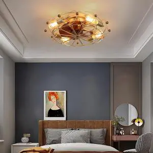 Low Profile Caged Ceiling Fan with Lights Remote Control, Embedded Modern industrial Ceiling Fan Low Profile Caged Ceiling Fan with Lights Remote Control, Embedded Modern industrial Ceiling Fan