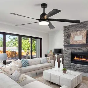 65 inch Black Ceiling Fan with Light, 5-Blade Dimmable Led Ceiling Fan with Remote Control, Modern Quiet Design for Living Room and Bedroom (Silent/6-Speed/Reversible/Dc Motor) 65 inch Black Ceiling Fan with Light, 5-Blade Dimmable Led Ceiling Fan with Remote Control, Modern Quiet Design for Living Room and Bedroom (Silent/6-Speed/Reversible/Dc Motor)