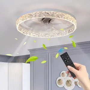 Modern Acrylic Ceiling Fan Light with Remote Control, Dimmable Led Chandelier, 6-Speed Adjustable, Quiet Motor, Flush Mount Design for Living Room, Bedroom, Dining Room Modern Acrylic Ceiling Fan Light with Remote Control, Dimmable Led Chandelier, 6-Speed Adjustable, Quiet Motor, Flush Mount Design for Living Room, Bedroom, Dining Room