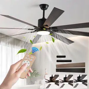 72" Walnut Led Ceiling Fan Light with 8 Wooden Blades, Remote Control, Adjustable Color Temperature for Living Room, Bedroom, Or Dining Room (Silent/6-Speed/Reversible/Dc Motor) 72" Walnut Led Ceiling Fan Light with 8 Wooden Blades, Remote Control, Adjustable Color Temperature for Living Room, Bedroom, Or Dining Room (Silent/6-Speed/Reversible/Dc Motor)