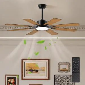 52 inch Ceiling Fan with Lights and Remote Control, 8 Plywood Blades, 6-Speed Noiseless Reversible Dc Motor, 3Cct, Windmill Ceiling Fan for Kitchen Bedroom Living Room, Black 52 inch Ceiling Fan with Lights and Remote Control, 8 Plywood Blades, 6-Speed Noiseless Reversible Dc Motor, 3Cct, Windmill Ceiling Fan for Kitchen Bedroom Living Room, Black