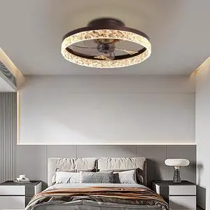 19.7" Ceiling Fans with Lights, Low Profile Ceiling Fan and Remote, Flush Mount Ceiling Fans, Stepless Dimmable Led Light, Brown Fixtures for Bedroom, Living Room 19.7" Ceiling Fans with Lights, Low Profile Ceiling Fan and Remote, Flush Mount Ceiling Fans, Stepless Dimmable Led Light, Brown Fixtures for Bedroom, Living Room