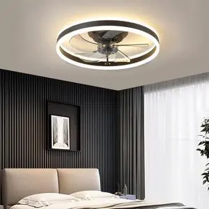20" Flush Mount Ceiling Fans with Lights and Remote, 3000K-6000K Dimmable Led Fandelier Low Profile Chandelier Ceiling Fan for Bedroom Living Room, Black 20" Flush Mount Ceiling Fans with Lights and Remote, 3000K-6000K Dimmable Led Fandelier Low Profile Chandelier Ceiling Fan for Bedroom Living Room, Black