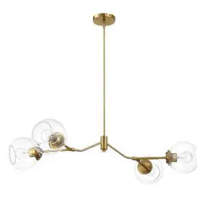 Jewel Four Lights Modern Farmhouse Chandelier Ceiling Hanging Light Fixture for Kitchen Island Dining Room 36"L × 20"W × 7.25"H with Clear Glass Jewel Four Lights Modern Farmhouse Chandelier Ceiling Hanging Light Fixture for Kitchen Island Dining Room 36"L × 20"W × 7.25"H with Clear Glass