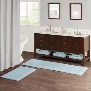 100% Cotton Tufted 3000 GSM Reversible Bath Rug Blue 24x72" 100% Cotton Tufted 3000 GSM Reversible Bath Rug Blue 24x72"