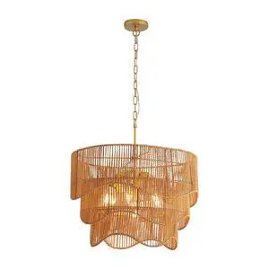 Handwoven Paper Rattan Boho Chandelier with 7-Light E26 Base, 60Cm Adjustable Height Wave Pendant Light for Living Room, Sloped Ceiling Compatible, Sturdy Metal Hardware, Warm Glow for Dining Room Handwoven Paper Rattan Boho Chandelier with 7-Light E26 Base, 60Cm Adjustable Height Wave Pendant Light for Living Room, Sloped Ceiling Compatible, Sturdy Metal Hardware, Warm Glow for Dining Room