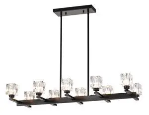 Chandelier for Dining Room, 10-Light Black Farmhouse Linear Pendant Light Fixture, Modern Crystal Hanging Lighting Chandelier for Kitchen Island, Bar, Long Table, G9 Bulb(10*G9*Max 40W) Chandelier for Dining Room, 10-Light Black Farmhouse Linear Pendant Light Fixture, Modern Crystal Hanging Lighting Chandelier for Kitchen Island, Bar, Long Table, G9 Bulb(10*G9*Max 40W)