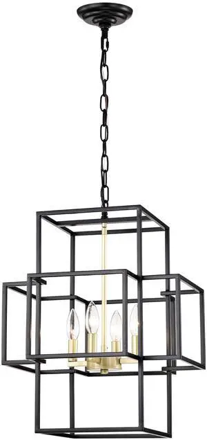 4-Light Metal Lantern Tiered Pendant Hanging Light Fixtures, industrial Farmhouse Adjustable Height Chandeliers for Dining Room Hallway Foyer Entryway--Matte Black & Gold (E12 Bulbs Not included) 4-Light Metal Lantern Tiered Pendant Hanging Light Fixtures, industrial Farmhouse Adjustable Height Chandeliers for Dining Room Hallway Foyer Entryway--Matte Black & Gold (E12 Bulbs Not included)