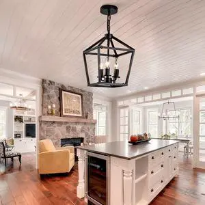 Farmhouse Lantern Chandelier 3-Light, industrial Black Ceiling Light Fixture with Rustic Open Cage and Adjustable Hanging Height, E12 Base for Kitchen Island, Dining Room, Entryway, Foyer Farmhouse Lantern Chandelier 3-Light, industrial Black Ceiling Light Fixture with Rustic Open Cage and Adjustable Hanging Height, E12 Base for Kitchen Island, Dining Room, Entryway, Foyer