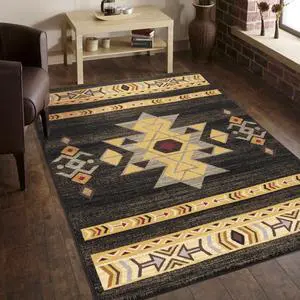 Black 5 ft. 3 in. x 7 ft. 3 in. Southwest Area Rug Black 5 ft. 3 in. x 7 ft. 3 in. Southwest Area Rug