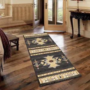 Black 2 ft. 7 in. x 7 ft. 3 in. Southwest Area Rug Black 2 ft. 7 in. x 7 ft. 3 in. Southwest Area Rug