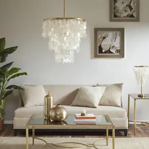 Layered Capiz Chandelier Layered Capiz Chandelier
