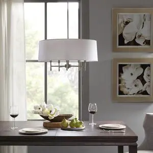 5-Light White Drum Shade Chandelier 5-Light White Drum Shade Chandelier