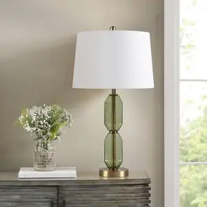 Faceted Green Glass Table Lamp Green See Below Faceted Green Glass Table Lamp Green See Below