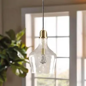 Bell Shaped Glass Pendant Gold/Clear Dia.13" Bell Shaped Glass Pendant Gold/Clear Dia.13"