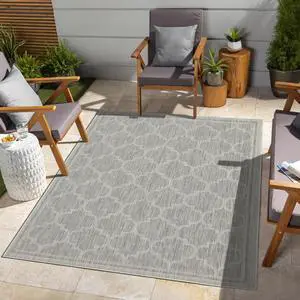 Sunshine GC_HAR2006 Silver 7 ft. 10 in. x 10 ft. 3 in. Indoor/Outdoor Area Rug Sunshine GC_HAR2006 Silver 7 ft. 10 in. x 10 ft. 3 in. Indoor/Outdoor Area Rug